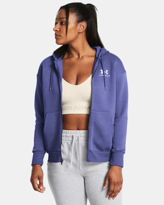 Women's UA Essential Fleece Full-Zip, Purple, pdpMainDesktop image number 0